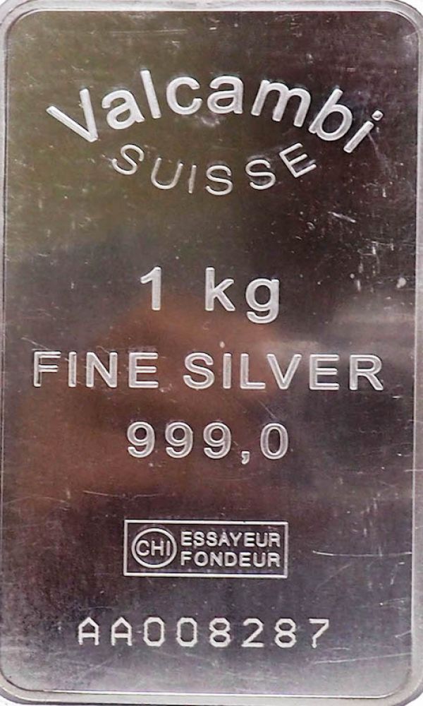 1 Kilo Silver Valcambi Suisse Bar - Canada Gold Bars
